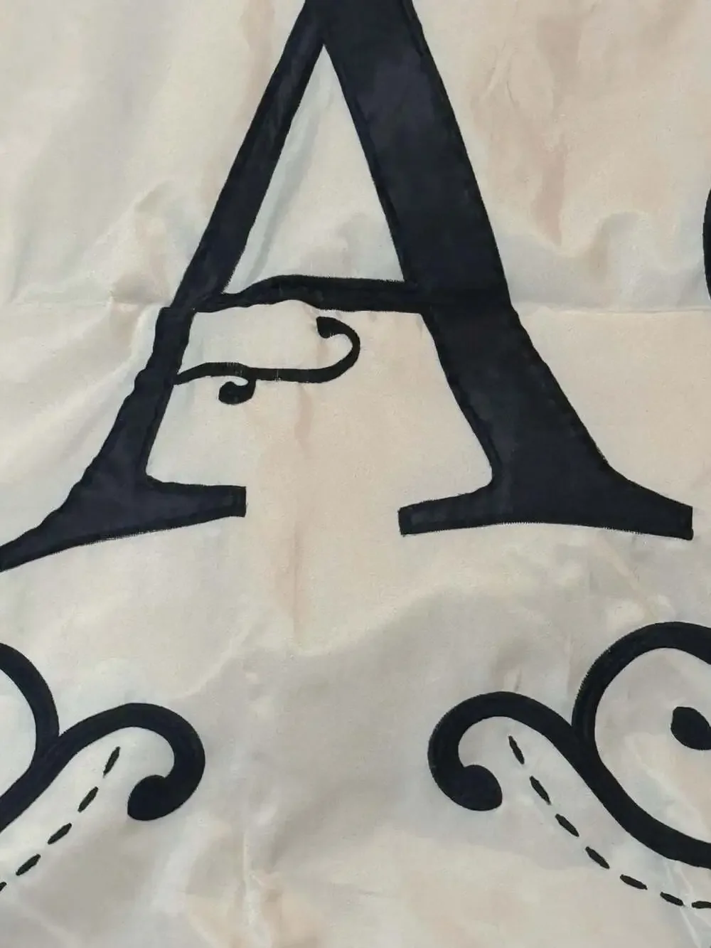 Evergreen Enterprises Monogram A Applique  Flag w/ Fleur-de-lis & Scroll Design